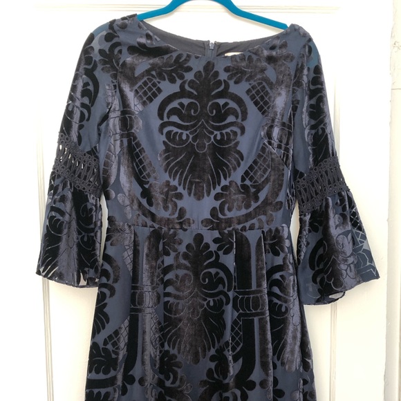 Eliza J Velvet Bell-Sleeve Party Dress